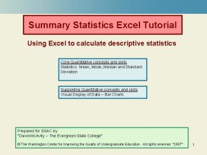 Summary Statistics Excel Tutorial Using Excel to calculate