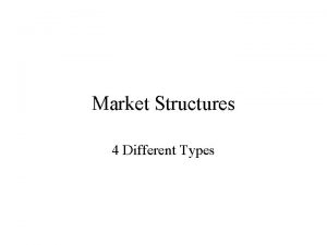 Market Structures 4 Different Types Perfect Competition Many