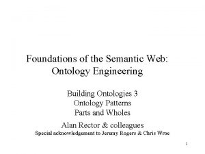 Foundations of the Semantic Web Ontology Engineering Building