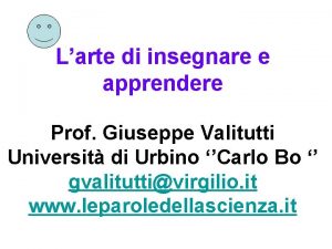 Larte di insegnare e apprendere Prof Giuseppe Valitutti