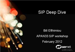 AARNet Copyright 2011 SIP Deep Dive Network Operations