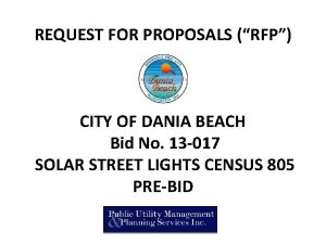 REQUEST FOR PROPOSALS RFP CITY OF DANIA BEACH