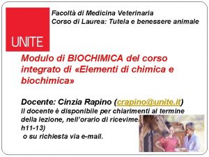 Facolt di Medicina Veterinaria Corso di Laurea Tutela