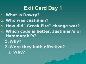 Exit Card Day 1 What is Dowry 2