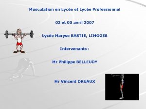 Musculation en Lyce et Lyce Professionnel 02 et