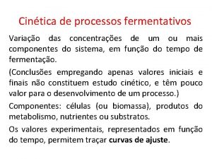 Cintica de processos fermentativos Variao das concentraes de