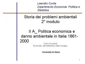 Leandro Conte Dipartimento Economia Politica e Statistica Storia