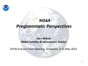 NOAA Programmatic Perspectives Stan Wilson NOAA Satellite Information