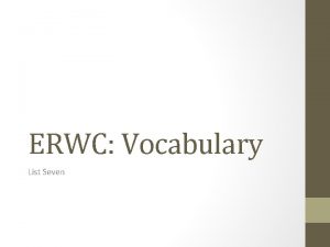 ERWC Vocabulary List Seven Ambiguous Adjective Ambiguity Noun