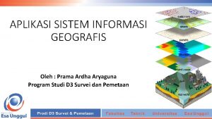 APLIKASI SISTEM INFORMASI GEOGRAFIS Oleh Prama Ardha Aryaguna