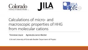 Calculations of micro and macroscopic properties of HHG