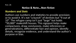 Nov 26 Notice Note Nonfiction Numbers and Stats