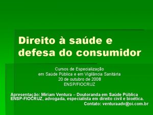 Direito sade e defesa do consumidor Cursos de