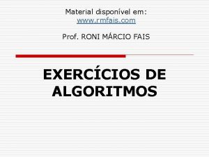 Material disponvel em www rmfais com Prof RONI