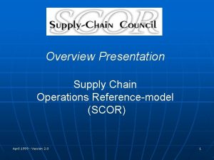 Overview Presentation Supply Chain Operations Referencemodel SCOR April
