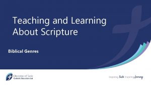 Teaching and Learning About Scripture Biblical Genres Contents