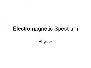 Electromagnetic Spectrum Physics Electromagnetic Radiation Electromagnetic radiation can