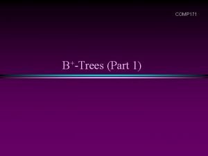 COMP 171 BTrees Part 1 Slide 2 http