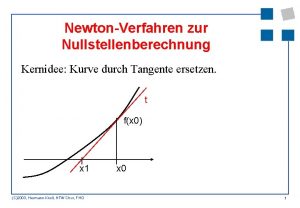 NewtonVerfahren zur Nullstellenberechnung Kernidee Kurve durch Tangente ersetzen