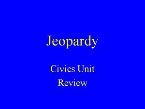 Jeopardy Civics Unit Review Legislative Executive Branch 100