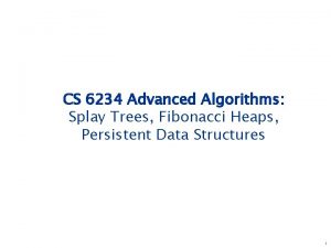 CS 6234 Advanced Algorithms Splay Trees Fibonacci Heaps