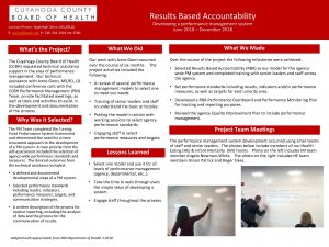 Results Based Accountability Developing a performance management system