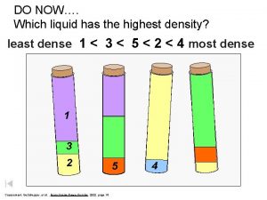 DO NOW Which liquid has the highest density