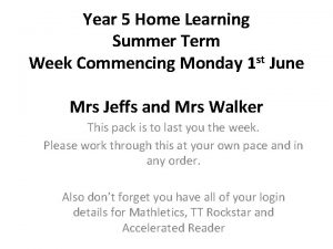 Year 5 Home Learning Summer Term Week Commencing