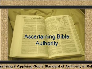 Comunicacin y Gerencia Ascertaining Bible Authority ognizing Applying