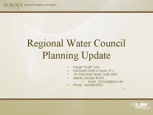 Regional Water Council Planning Update Dargan Scott Cole