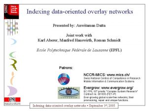 2005 Indexing dataoriented overlay networks Presented by Anwitaman