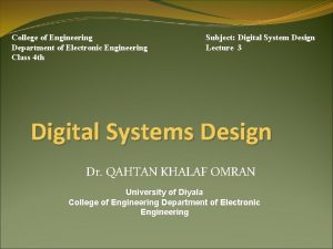 College of Engineering Department of Electronic Engineering Class
