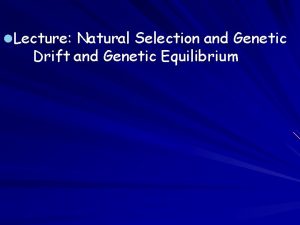 l Lecture Natural Selection and Genetic Drift and