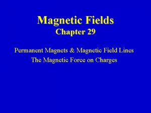 Magnetic Fields Chapter 29 Permanent Magnets Magnetic Field