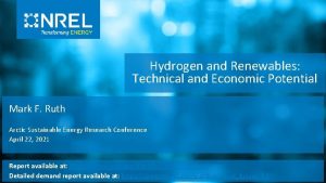 Hydrogen and Renewables Technical and Economic Potential Mark