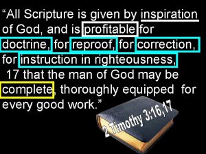 All Scripture is given by inspiration of God