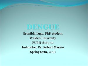 DENGUE Brunilda Lugo Ph D student Walden University