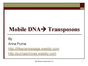 Mobile DNA Transposons By Anna Purna http lifesciencesaga