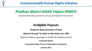 Commonwealth Human Rights Initiative Pradhan MantriKISAN Yojana PMKY