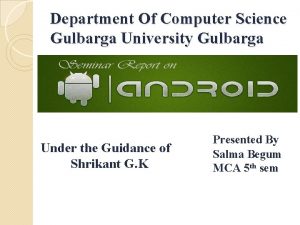 Department Of Computer Science Gulbarga University Gulbarga Under
