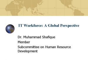 IT Workforce A Global Perspective Dr Muhammad Shafique
