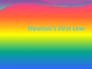 Newtons First Law So whats next Weve learned