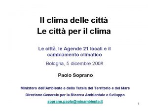 Il clima delle citt Le citt per il