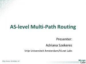 ASlevel MultiPath Routing Presenter Adriana Szekeres Vrije Universiteit