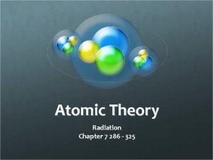 Atomic Theory Radiation Chapter 7 286 325 The