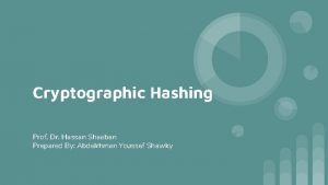 Cryptographic Hashing Prof Dr Hassan Shaaban Prepared By