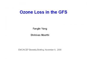 Ozone Loss in the GFS Fanglin Yang Shrinivas