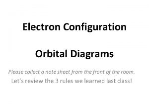 Electron Configuration Orbital Diagrams Please collect a note