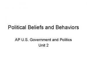 Political Beliefs and Behaviors AP U S Government