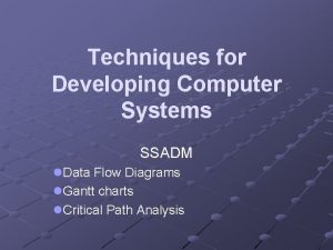 Techniques for Developing Computer Systems SSADM l Data